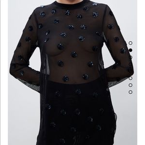 Sheer sequin polka dot top